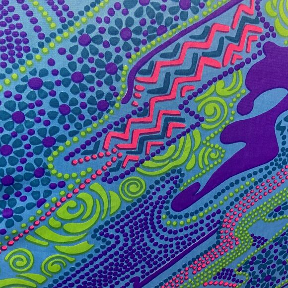 Vintage 70s Gay Gibson Psychedelic Ruffle Flutter Sleeve Maxi Dress Abstract S/M - Picture 15 of 15